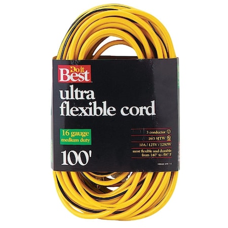 All-Source SJTW Extension Cord, 16 AWG, Outdoor, 16/3, 1 Outlets, 100 ft 553062